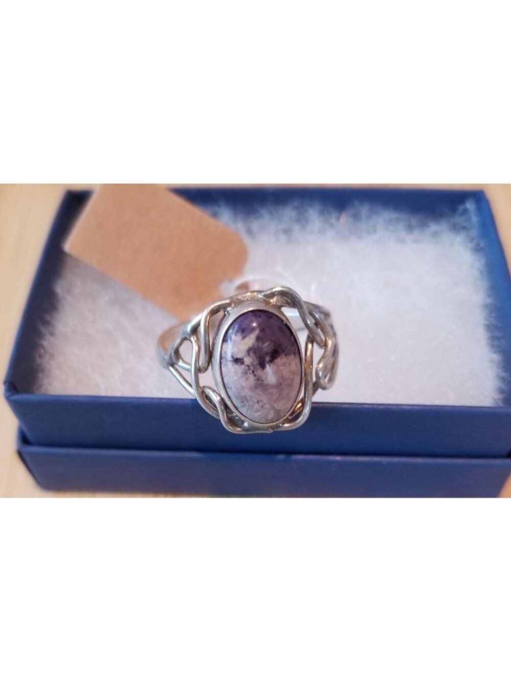 Ring Purple Charoite  Open Band  24 ct  4.8 Gr Size 11  15 mm x 12 mm  Harr  925